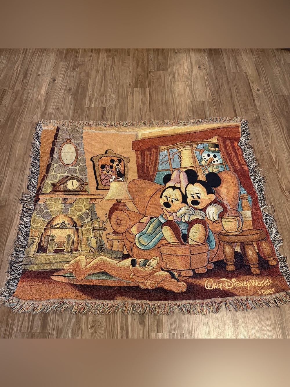Vintage Walt Disney World woven tapestry throw blanket